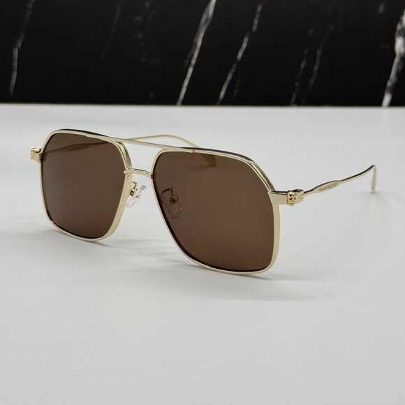 NEW ALEXANDER MCQUEEN GOLD BROWN PILOT UNISEX SUNGLASSES AM0372S 002 main image 7